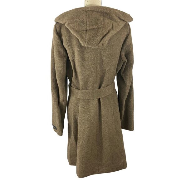 Cole Haan Women's Tie-Waist Wool & Alpaca Blend Wrap Coat Sz 12 Maple Sugar NWOT - Picture 3 of 15